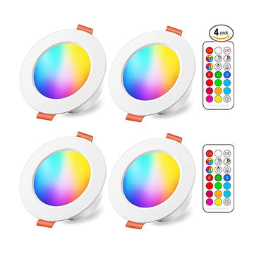 LED Reccessed Downlights, 70W Equivalent, Color Changing, 4 Inch, 2700K Warm White, Recessed Ceiling Lights (4 Packs)