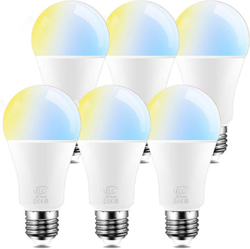 ILC Alexa Light Bulbs, 12W, Smart Light Bulb Work with Alexa, 2700K-6000K Warm White to Daylight Turnable, A19 E26 No Hub Required (6 Packs)