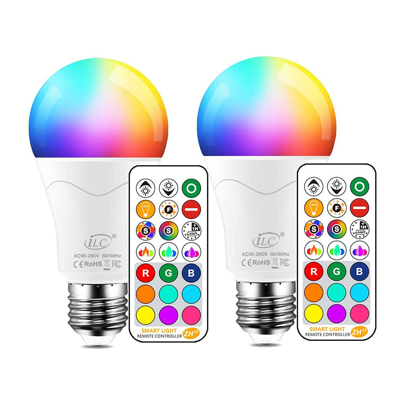 Yangcsl RGB Color Changing LED Light Bulbs – 40W Equivalent, E26 Base, With Remote Control, 6-Pack (2-Year Warranty)