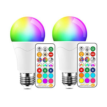 LED-Glühbirne, entspricht 85 W, farbwechselnde Glühbirnen mit Fernbedienung, RGB, 6 Modi, Timing, Synchronisierung, dimmbarer E26-Schraubsockel (2 Stück)