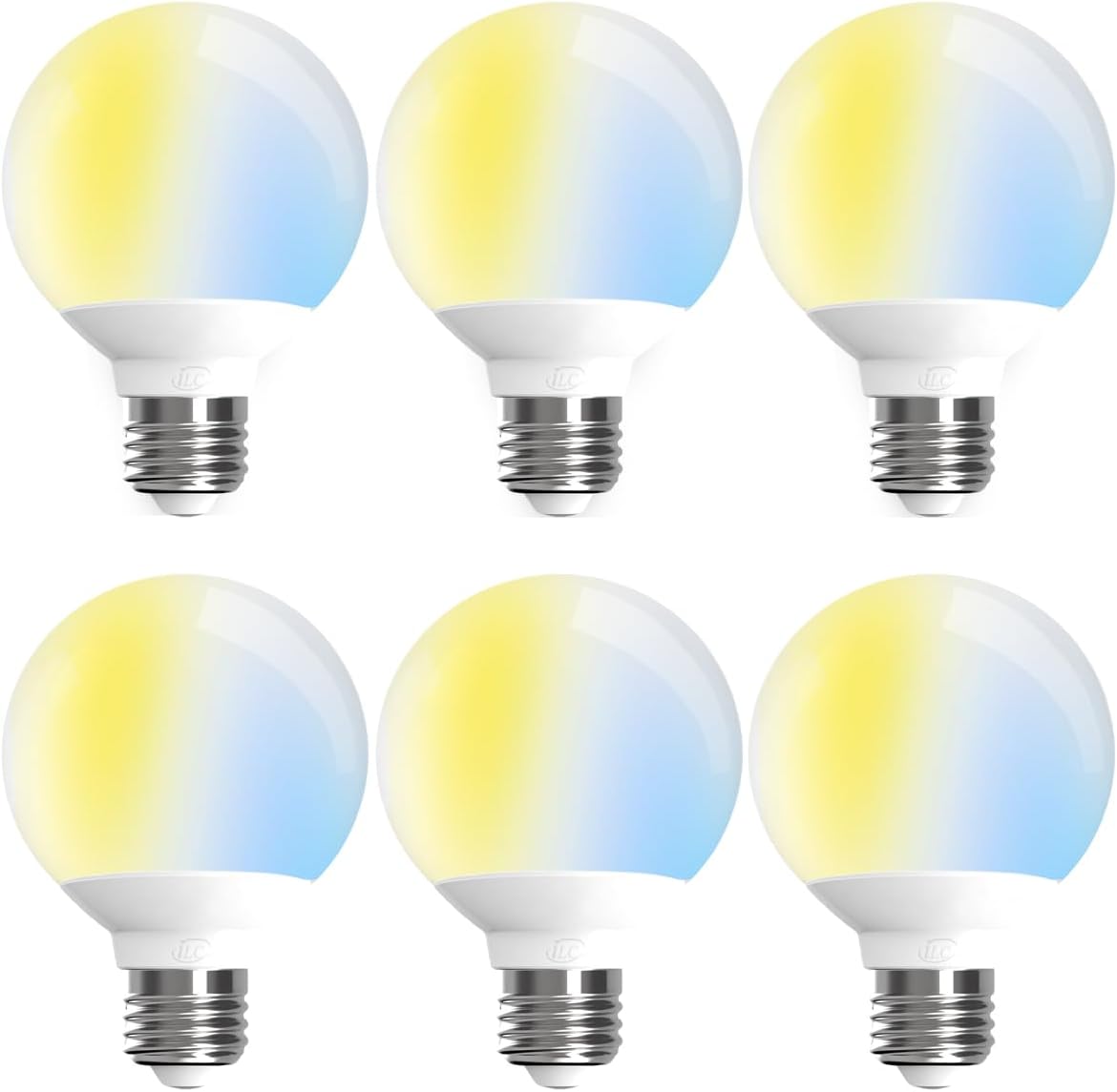 ILC G25 LED Globe Light Bulbs Work with Alexa Required Echo Device, 6W, 60W Equivatlent, Color Temprature Turnable: 2700K-6000K, CRI>95+, E26 Base, 120V for Vanity Makeup Mirror, Bathroom (6 Pack)