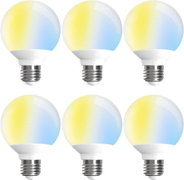 ILC G25 LED Globe Light Bulbs Work with Alexa Required Echo Device, 6W, 60W Equivatlent, Color Temprature Turnable: 2700K-6000K, CRI>95+, E26 Base, 120V for Vanity Makeup Mirror, Bathroom (6 Pack)