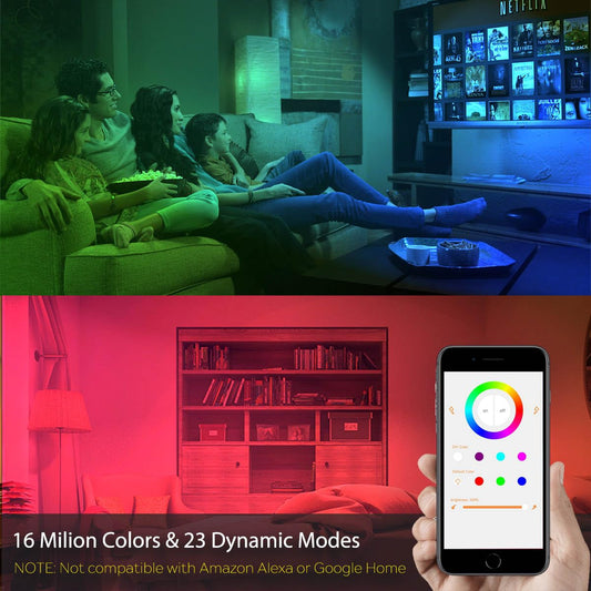iLC LED-Glühbirne mit Farbwechsel, RGBW, 2700 K, Warmweiß, Steuerung per App, Synchronisierung mit Musik, dimmbares RGB, mehrfarbig, 70 Watt, entspricht E26-Edison-Schraube (2 Stück)